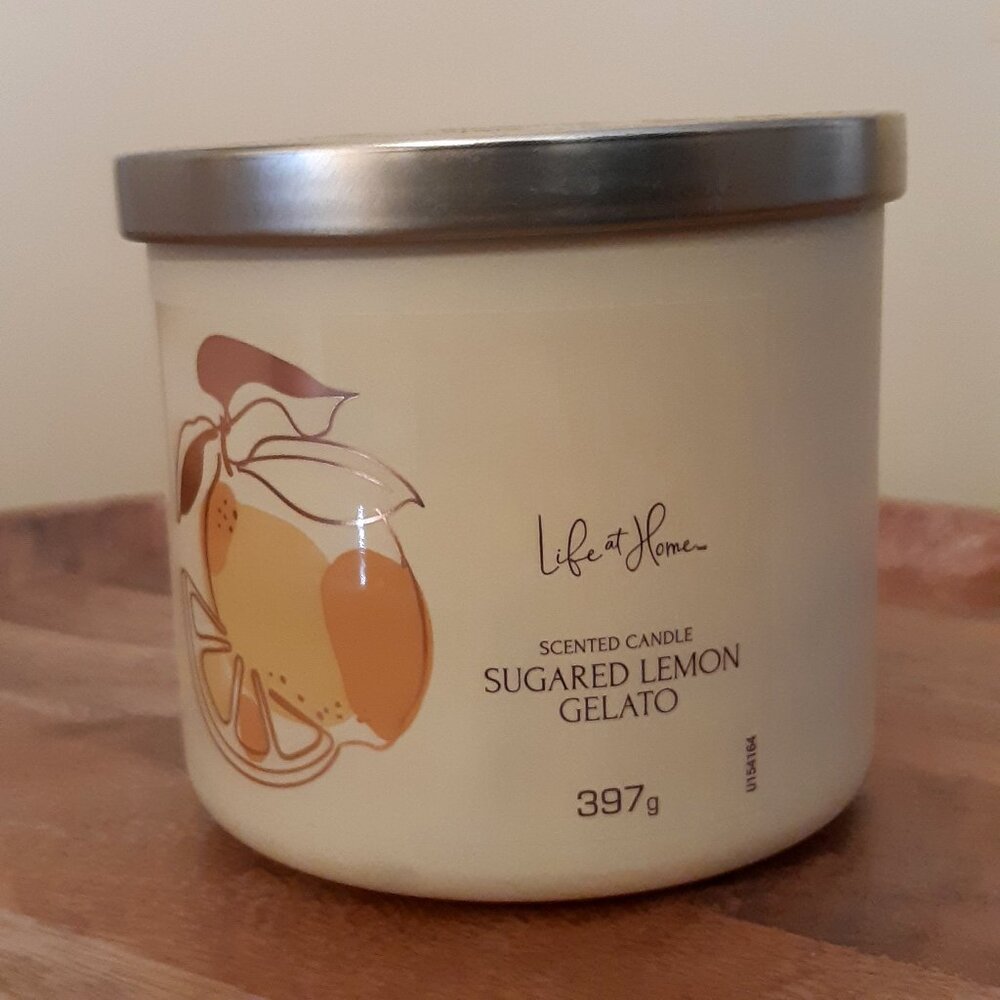 *New Life at Home Scented 3 Wick Candle Sugared Lemon Gelato